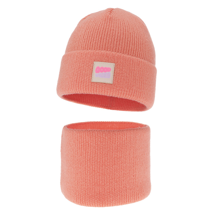 Pige vintersæt: hue og halsvarmer, orange, Josephin