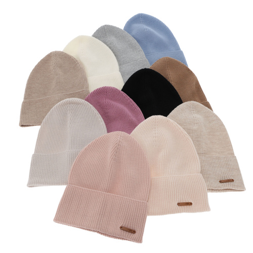 Dame efterår/forår hue, lysrød, 100% Merino Uld, Flerra