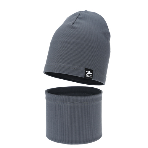 Dreng efterår/forår sæt: hue og halsvarmer, grå, Rumel