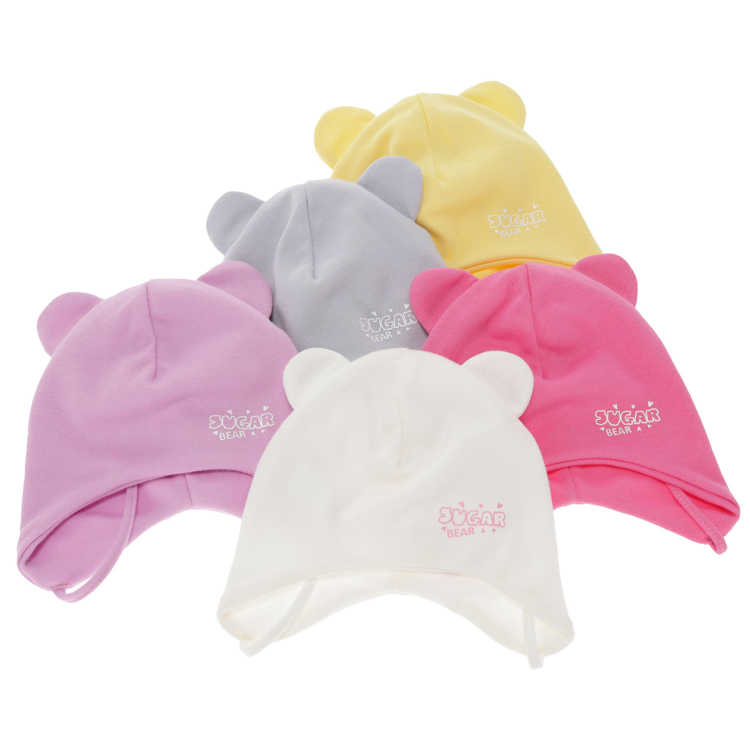 Pige efterår/forår hue, gul, bomuld, med bindebånd, Kelda