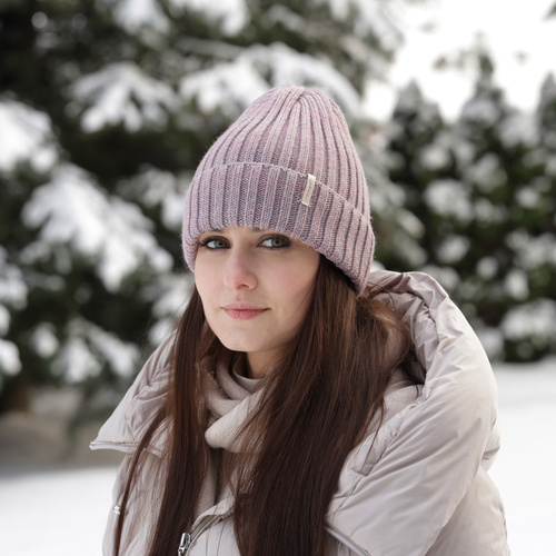 Dame vinterhue, vinter, rosa, med merinould, Missi