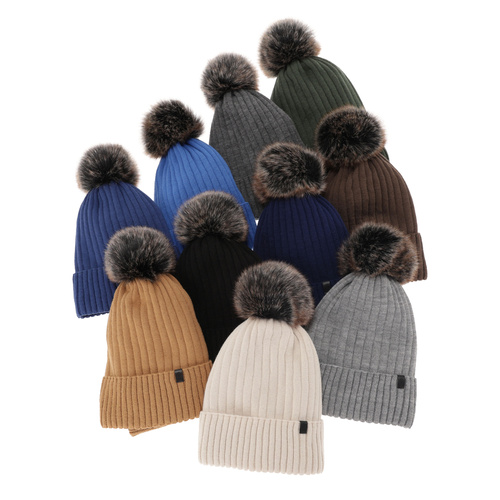 Dreng vintersæt, lys grå, med garn pompon, Relax