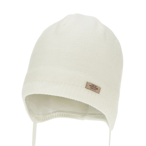 Pige efterår/forår hue, cremehvid, med bindebånd, Svenja