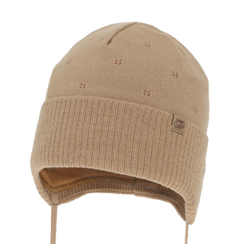 Dreng efterår/forår hue, camel, med bindebånd, Leif