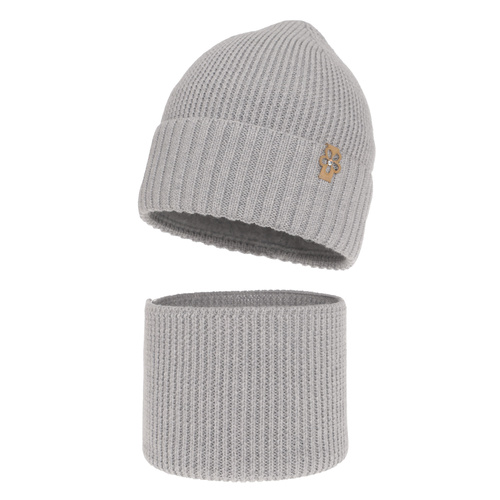 Pige vintersæt, grå, 100% Merino Uld, Nelita